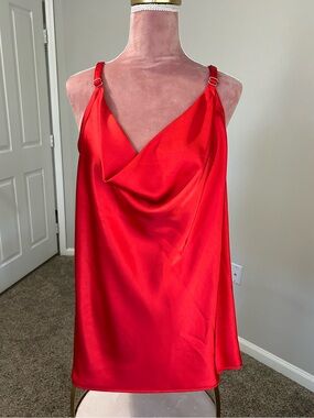Ava & Viv Red Satin Cowl Neck Camisole